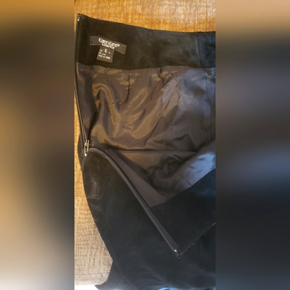 Karen Kane Black Leather Midi Skirt Size 6 - Picture 3 of 6
